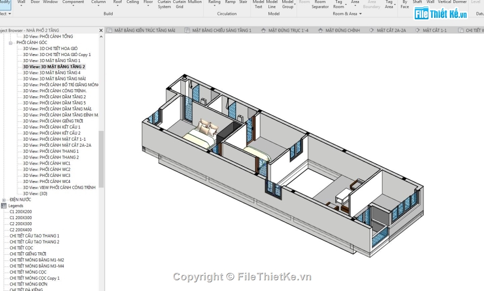 Bản vẽ Revit nhà phố 2 tầng,Revit nhà phố 2 tầng,File revit nhà phố 2 tầng,nhà phố 2 tầng revit,Bản vẽ revit nhà phố,Nhà phố 2 tầng 5x23m