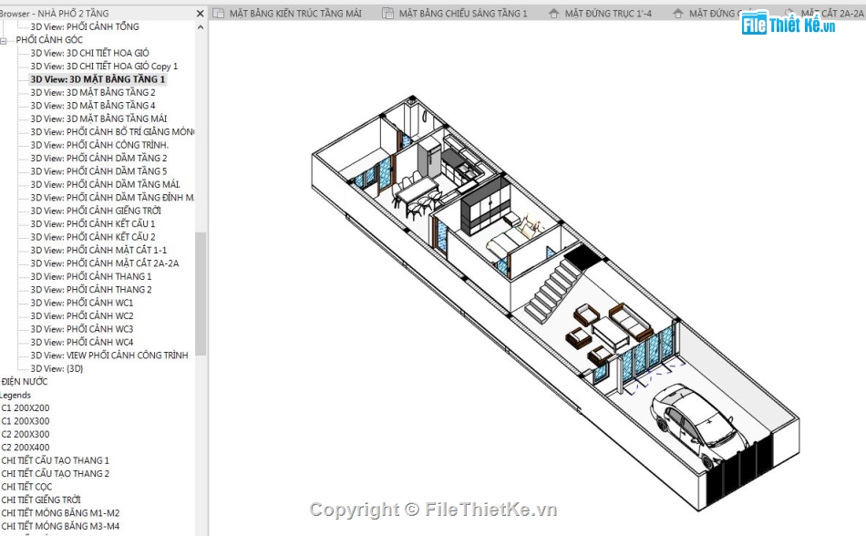 Bản vẽ Revit nhà phố 2 tầng,Revit nhà phố 2 tầng,File revit nhà phố 2 tầng,nhà phố 2 tầng revit,Bản vẽ revit nhà phố,Nhà phố 2 tầng 5x23m