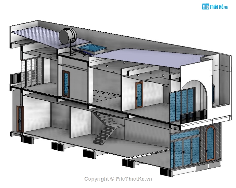 bản vẽ revit nhà 2 tầng,bản vẽ nhà phố 2 tầng revit,Revit nhà 2 tầng,nhà phố 2 tầng revit