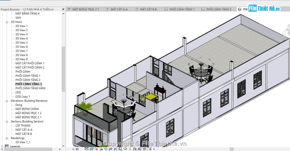 revit nhà phố 3 tầng,bản vẽ revit nhà phố,file revit nhà phố,Mẫu revit nhà phố,Hồ sơ revit nhà phố