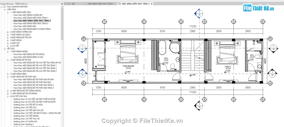 Revit nhà phố 3 tầng,Bản vẽ revit nhà phố 3 tầng,File Revit 2020 nhà phố,Nhà dân 3 tầng revit