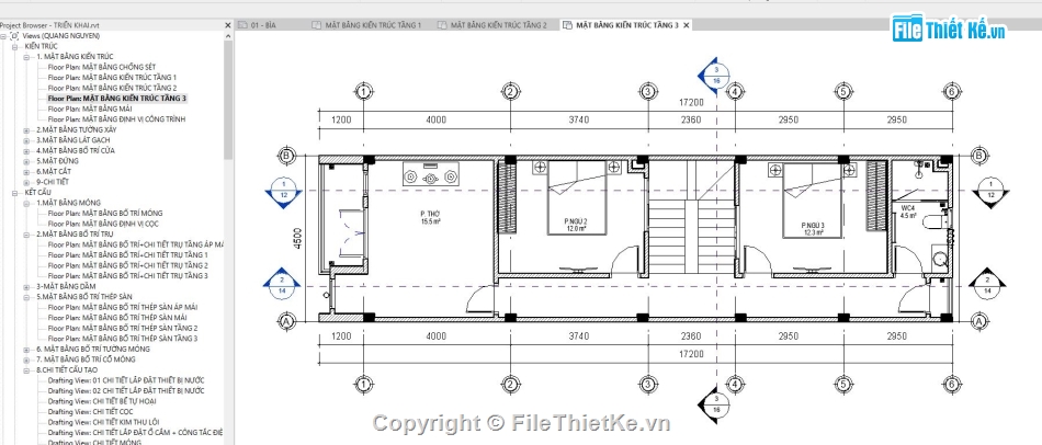 Revit nhà phố 3 tầng,Bản vẽ revit nhà phố 3 tầng,File Revit 2020 nhà phố,Nhà dân 3 tầng revit