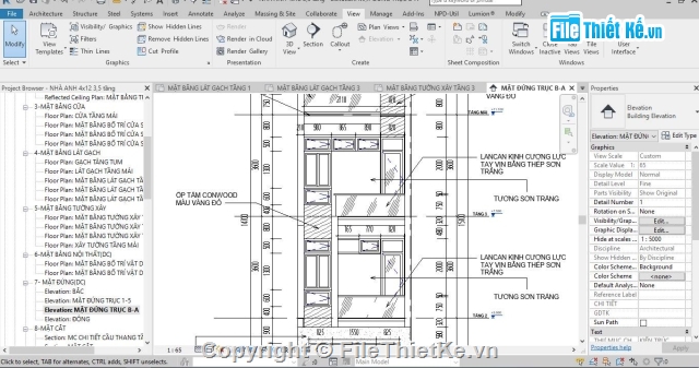 nhà phố 4x12.5m,Nhà phố 3.5 tầng,bản vẽ revit nhà phố,REVIT nhà phố 3.5 tầng 4x12.5m