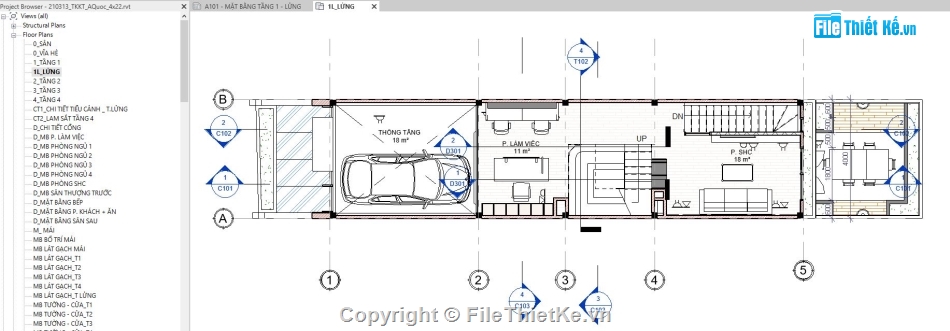 Revit Nhà phố 4 tầng,bản vẽ revit nhà phố 4 tầng,bản vẽ revit nhà phố,Nhà phố 4 tầng revit