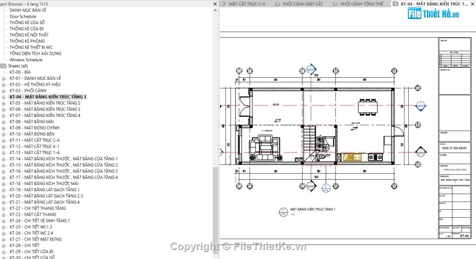 nhà phố 3 tầng,Bản vẽ nhà phố,nhà 4 tầng,kiến trúc 3 tầng,nhà phố 4 tầng 6.4x13m,REVIT nhà phố 4 tầng