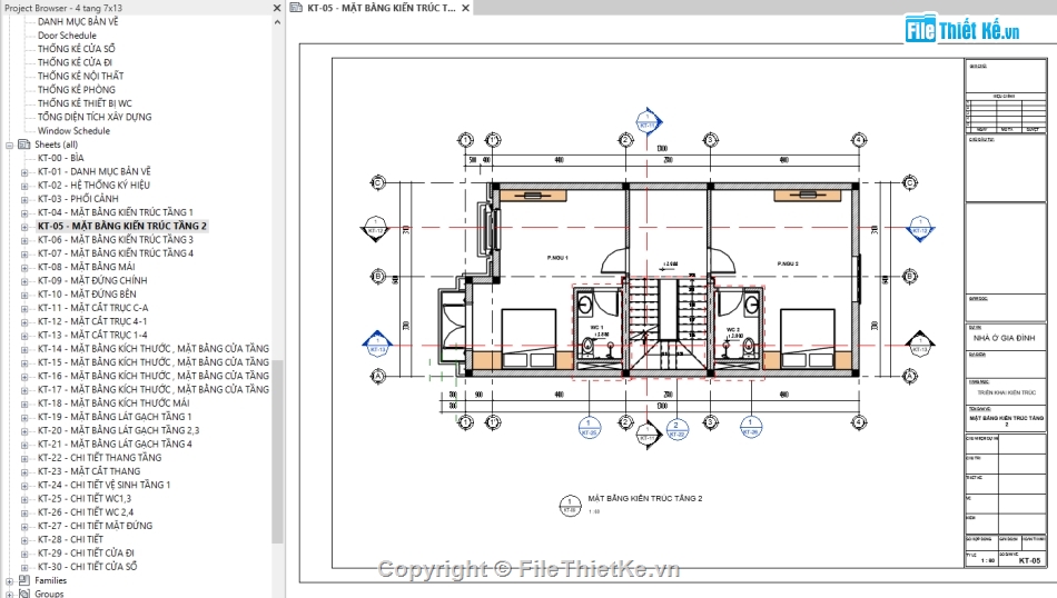 nhà phố 3 tầng,Bản vẽ nhà phố,nhà 4 tầng,kiến trúc 3 tầng,nhà phố 4 tầng 6.4x13m,REVIT nhà phố 4 tầng