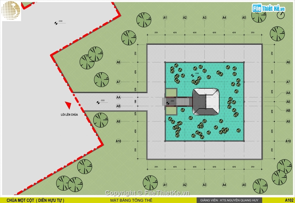 Model sketchup chùa 1 cột,file revit chùa 1 cột,Revit thiết kế chùa,Bản vẽ thiết kế chùa,bản vẽ chùa 1 cột
