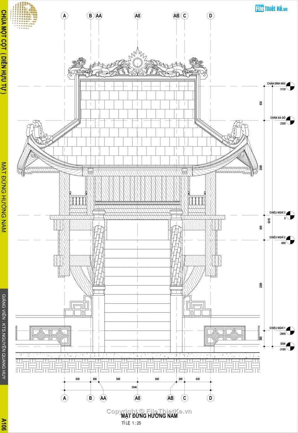 Model sketchup chùa 1 cột,file revit chùa 1 cột,Revit thiết kế chùa,Bản vẽ thiết kế chùa,bản vẽ chùa 1 cột