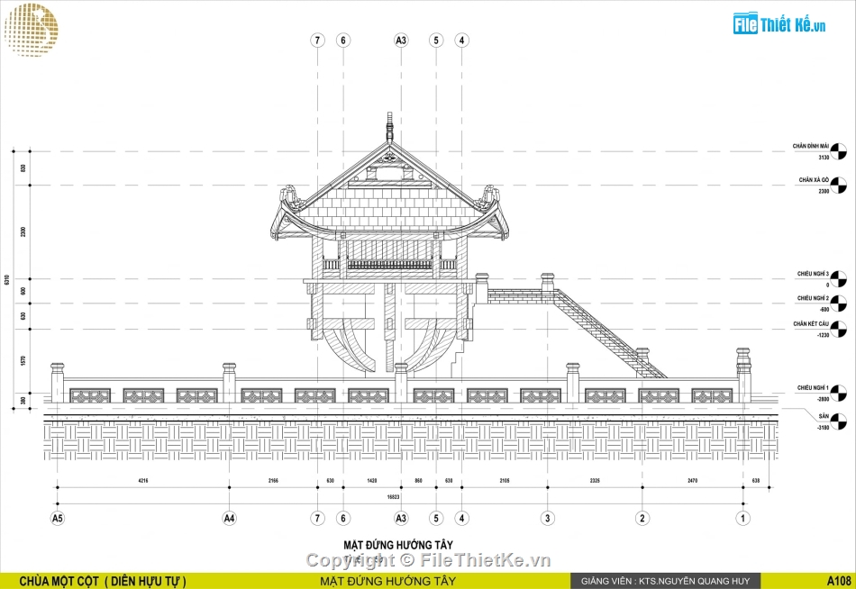 Model sketchup chùa 1 cột,file revit chùa 1 cột,Revit thiết kế chùa,Bản vẽ thiết kế chùa,bản vẽ chùa 1 cột
