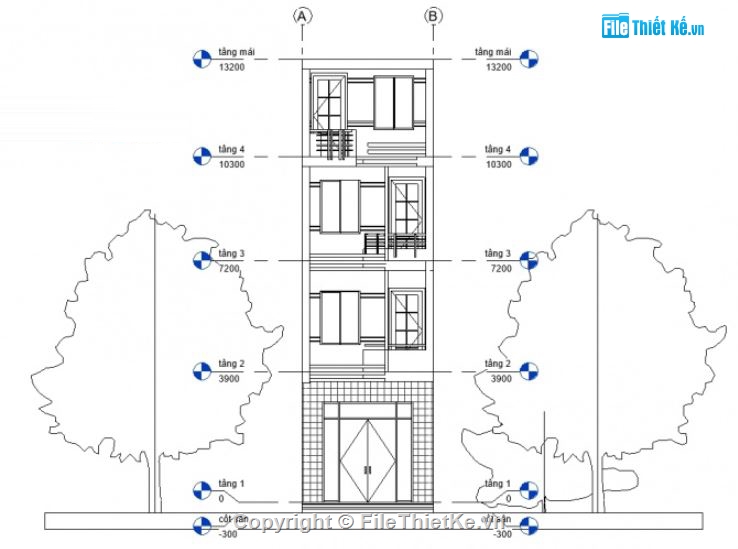 Bản vẽ nhà phố,thiết kế nhà 4 tầng,kiến trúc nhà phố