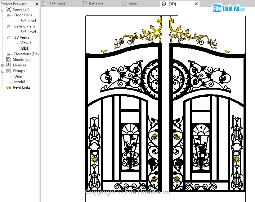 Revit cổng sắt nghệ thuật,Revit cổng sắt,cổng nghệ thuật,revit con sơn
