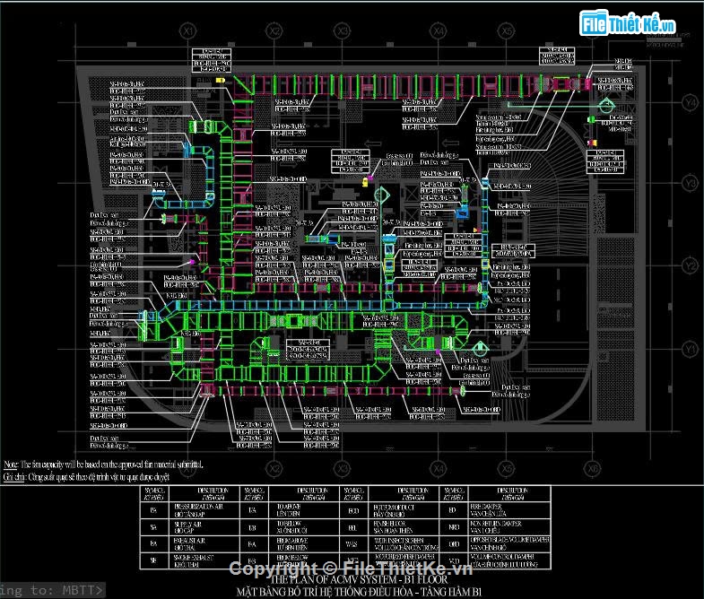 hệ thống thông gió tầng hầm,shopdrawing hệ thống thông gió có chống cháy,chi tiết lắp đặt ống gió chống cháy