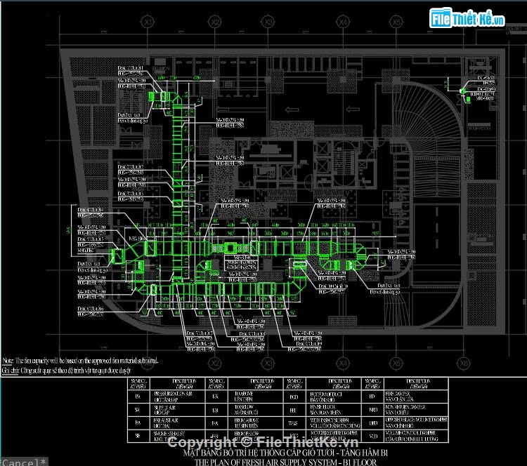 hệ thống thông gió tầng hầm,shopdrawing hệ thống thông gió có chống cháy,chi tiết lắp đặt ống gió chống cháy