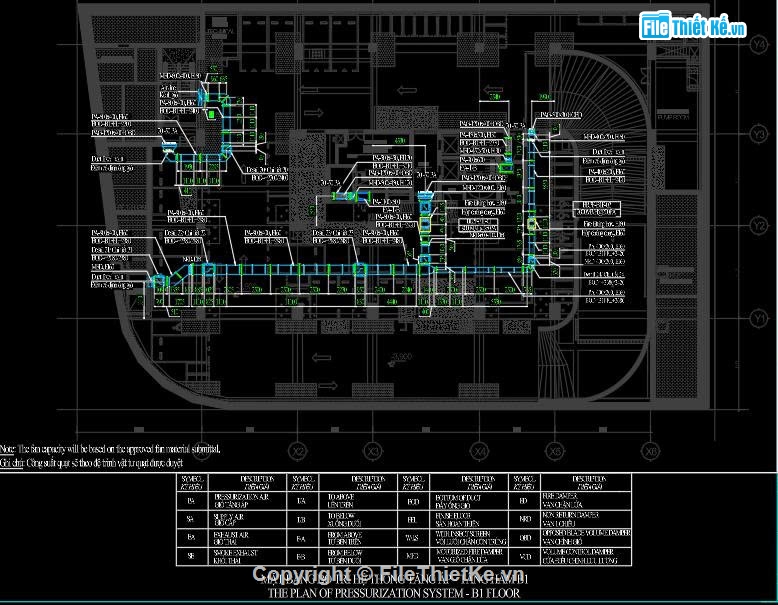 hệ thống thông gió tầng hầm,shopdrawing hệ thống thông gió có chống cháy,chi tiết lắp đặt ống gió chống cháy