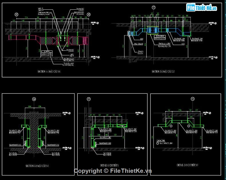 hệ thống thông gió tầng hầm,shopdrawing hệ thống thông gió có chống cháy,chi tiết lắp đặt ống gió chống cháy
