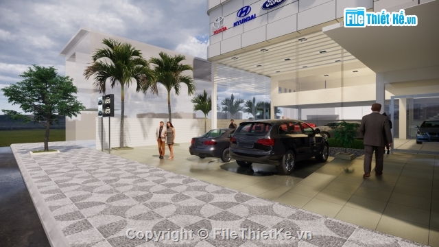 bản vẽ Showroom Ôtô,Showroom Ôtô Sketchup,Bản vẽ Showroom,su thiết kế Showroom ô tô