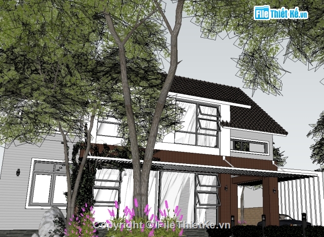 biệt thự đẹp 2,Bản vẻ sketchup,biệt thự đẹp,kiến trúc biệt thự,kiến trúc nhà ở