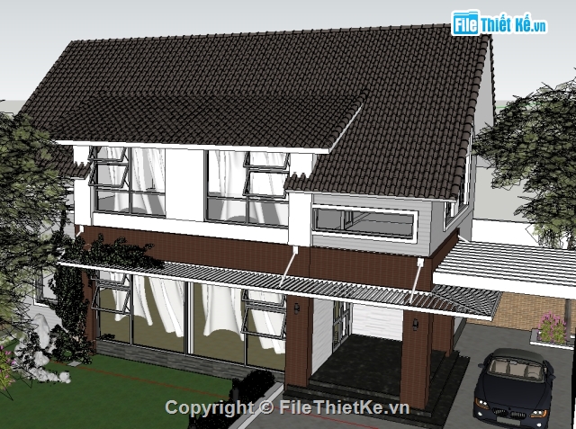 biệt thự đẹp 2,Bản vẻ sketchup,biệt thự đẹp,kiến trúc biệt thự,kiến trúc nhà ở