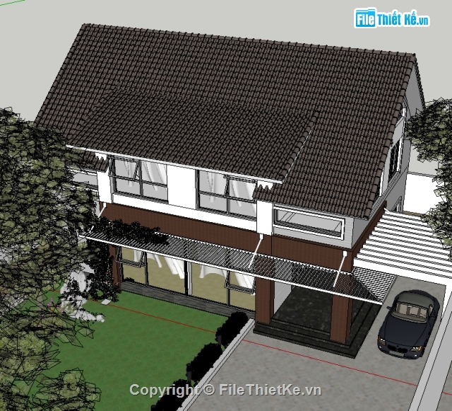 biệt thự đẹp 2,Bản vẻ sketchup,biệt thự đẹp,kiến trúc biệt thự,kiến trúc nhà ở