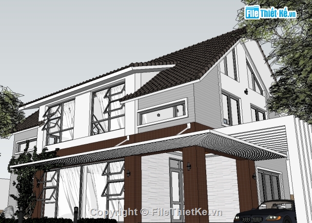 biệt thự đẹp 2,Bản vẻ sketchup,biệt thự đẹp,kiến trúc biệt thự,kiến trúc nhà ở