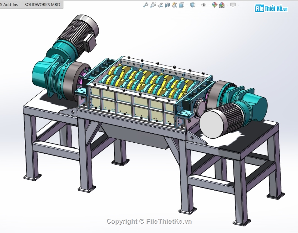 bản vẽ máy nghiền,bản vẽ solidworks máy nghiền,chế tạo máy nghiền,máy nghiền rác thải