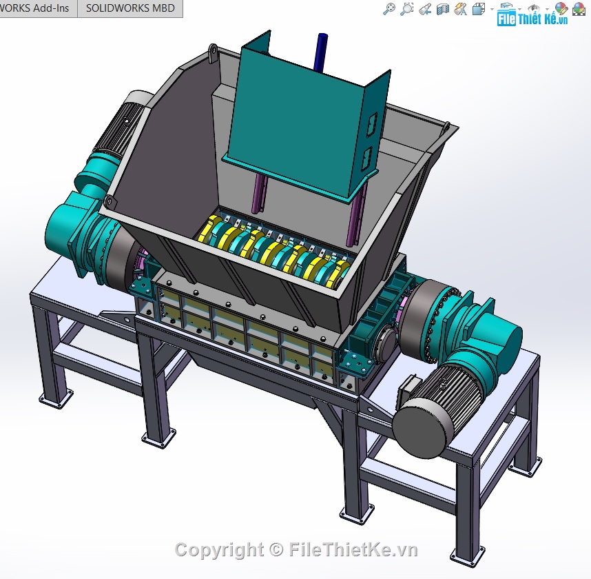 bản vẽ máy nghiền,bản vẽ solidworks máy nghiền,chế tạo máy nghiền,máy nghiền rác thải