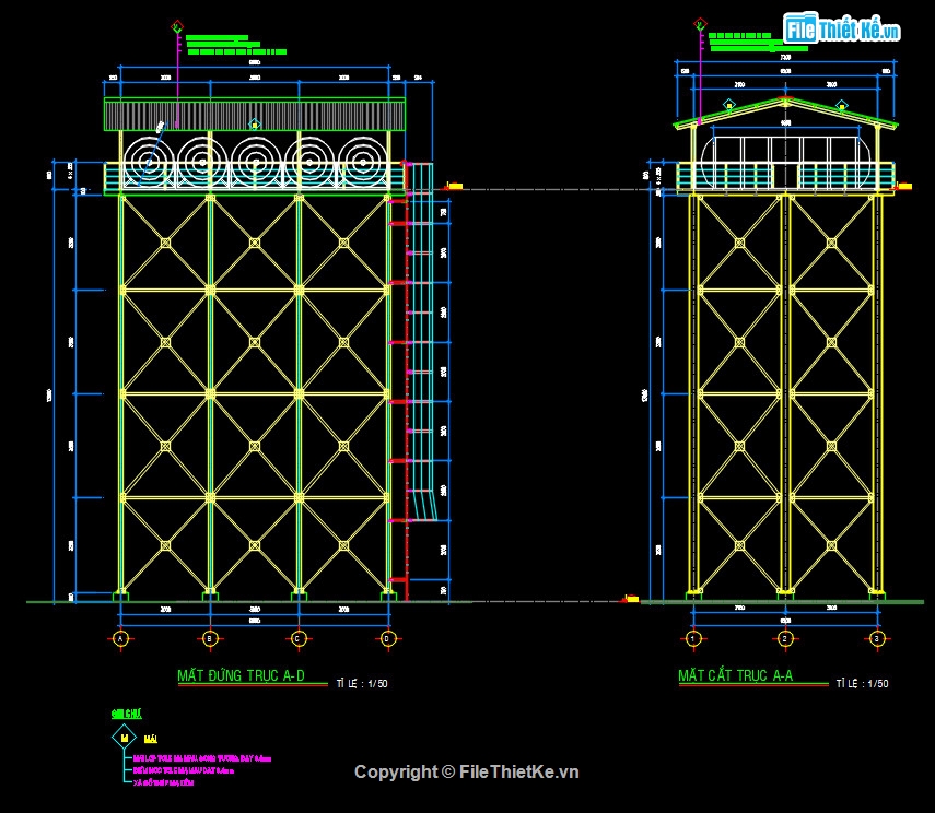 bản vẽ tháp nước,bản vẽ cad tháp nước,tháp nước bằng thép