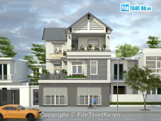 biệt thự 3 tầng,biệt thự 3 tầng cad,file cad biệt thự 3 tầng
