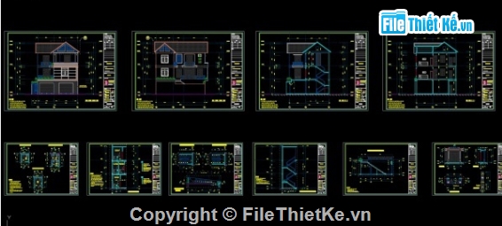 biệt thự 3 tầng,biệt thự 3 tầng cad,file cad biệt thự 3 tầng
