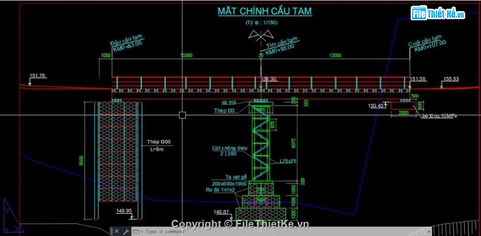 Bản vẽ thi công,thi công cầu tạm,cầu tạm bằng thép