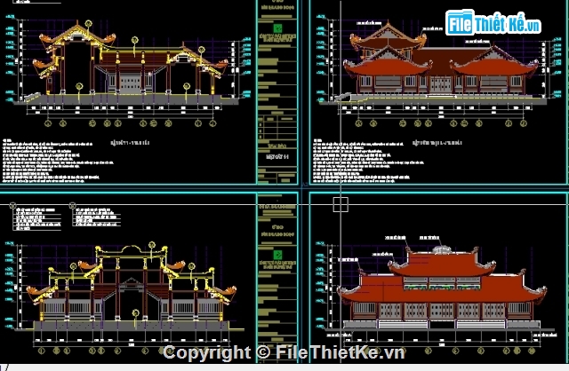 Bản vẽ đình chùa,bản vẽ chùa,bản vẽ nhà thờ họ,chùa quang minh