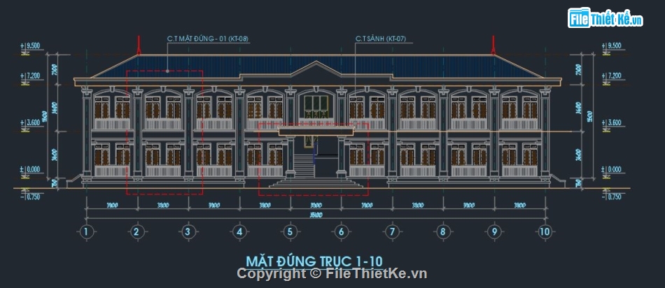 Bản vẽ thi công trường học,trường tiểu học 2 tầng 8 phòng,mẫu bản vẽ trường học