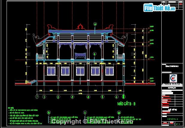 bản vẽ nhà thờ họ 2 tầng,Bản vẽ thi công nhà thờ họ 2 tầng KT 7.2x14.7m,Bản vẽ nhà thờ họ siêu chi tiết