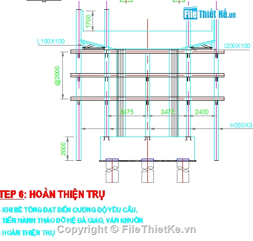 thi công trụ trên cạn,hố móng đào trần,thi công cọc khoan nhồi,thi công trụ bằng đá giáo,đà giáo thi công trụ,thi công hố móng trên cạn