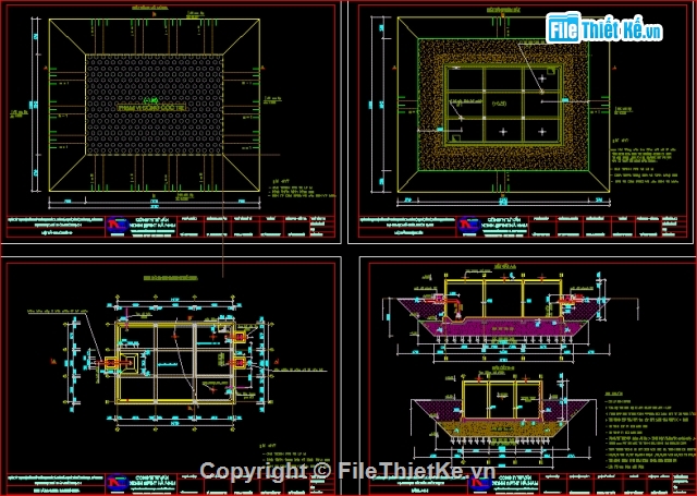 Bản vẽ kiến trúc bể nước,bể nước 7000m3,file cad bể nước