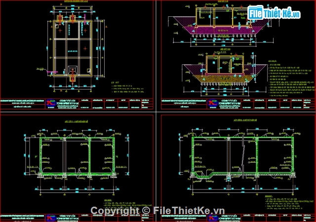 Bản vẽ kiến trúc bể nước,bể nước 7000m3,file cad bể nước