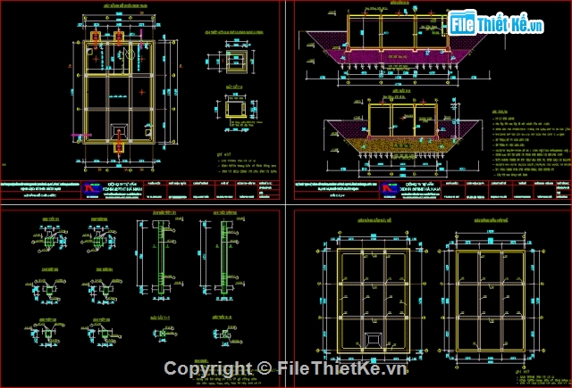 Bản vẽ kiến trúc bể nước,bể nước 7000m3,file cad bể nước