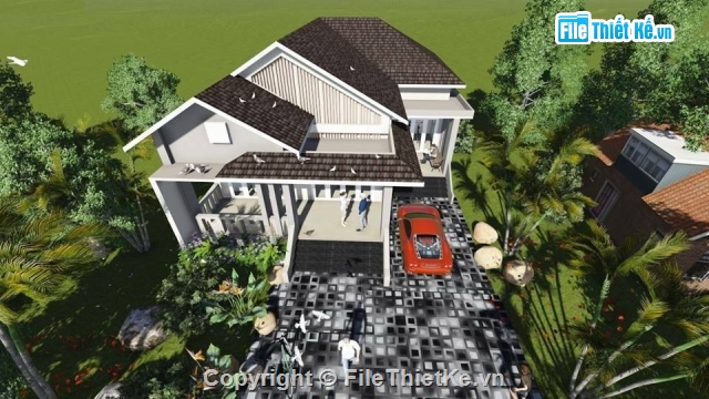 Thiết kế biệt thự,biệt thự 1 tầng,Thiết kế biệt thự 1 tầng,biệt thự 1 tầng 11.7x17.3m