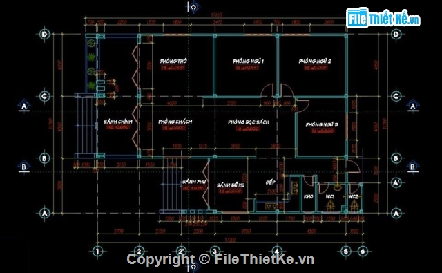Thiết kế biệt thự,biệt thự 1 tầng,Thiết kế biệt thự 1 tầng,biệt thự 1 tầng 11.7x17.3m