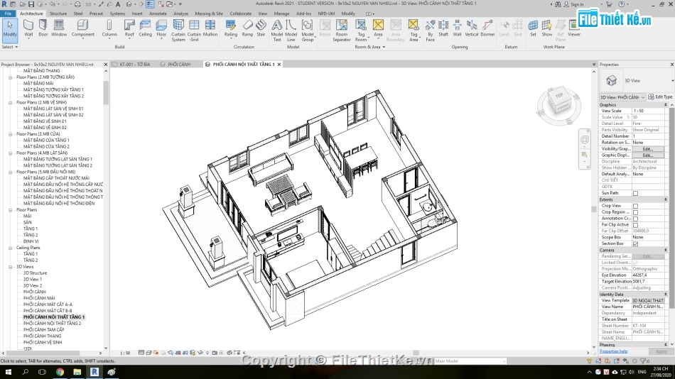 Nhà phố hiện đại 9x10m,full kiến trúc biệt thự 2 tầng,mẫu biệt thự 2 tầng,Nhà phố 2 tầng hiện đại,revit biệt thự 2 tầng