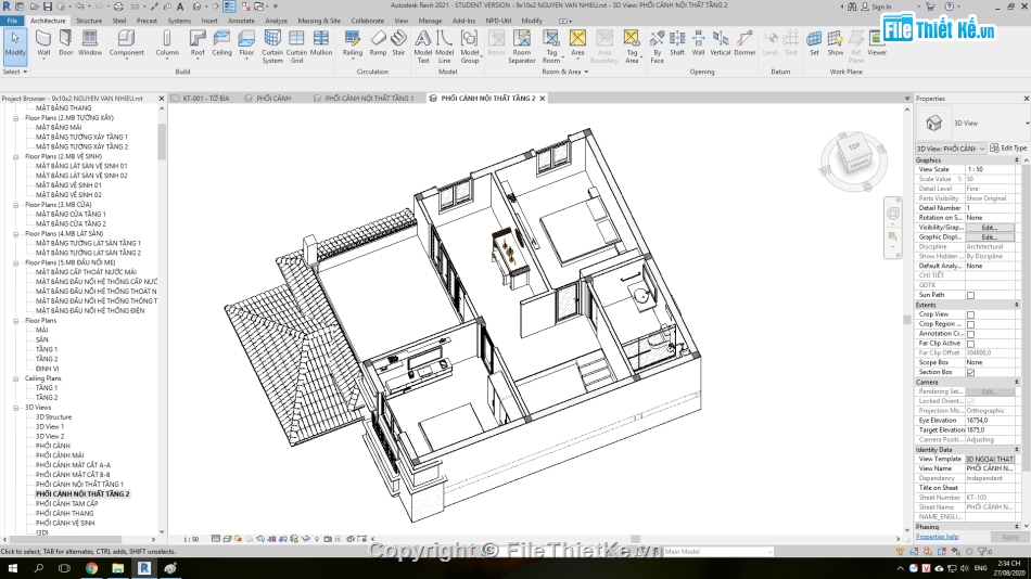 Nhà phố hiện đại 9x10m,full kiến trúc biệt thự 2 tầng,mẫu biệt thự 2 tầng,Nhà phố 2 tầng hiện đại,revit biệt thự 2 tầng