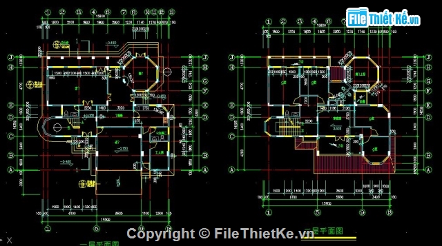 biệt thự 2 tầng,Bản vẽ thiết kế biệt thự,bản vẽ biệt thự 2 tầng,Bản vẽ biệt thự 16x13.8m,bản vẽ nước biệt thự