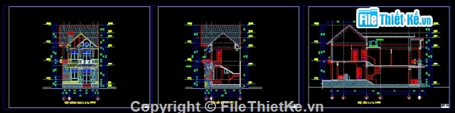 Bản vẽ thiết kế biệt thự 2 tầng,biệt thự 2 tầng KT 6.8x17.6m,biệt thự 2 tầng