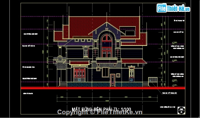 bản vẽ thiết kế biệt thự 3 tầng kích thước 14.7x18,bản vẽ biệt thự 3 tầng mái thái,biệt thự 3 tầng siêu đẹp