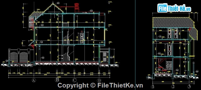 Bản vẽ thiết kế biệt thự,biệt thự 3 tầng,biệt thự 3 tầng đẹp,biệt thự kiểu Pháp,biệt thự kiểu Pháp 8m x 20m