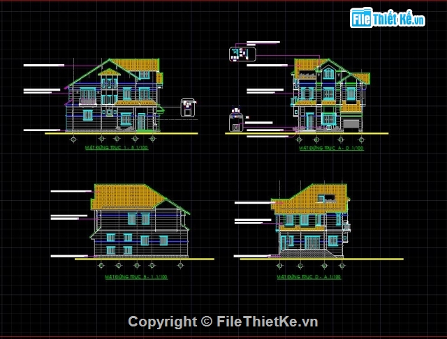 biệt thự 3 tầng đẹp,file cad biệt thự 3 tầng,biệt thự 3 tầng,3 tầng