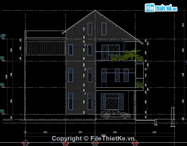 Bản vẽ biệt thự 3 tầng,Bản vẽ thiết kế biệt thự 3 tầng KT 8x16m,Biệt thự 3 tầng KT 8x16m