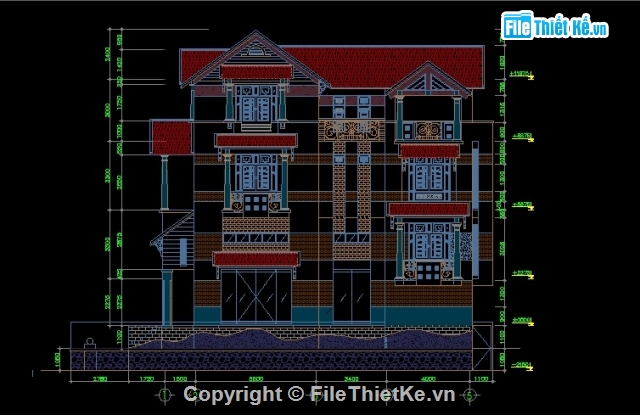 bản vẽ biệt thự 9.5x18m,thiết kế biệt thự 4 tầng dien tích 9.5x18m,biệt thự 4 tầng 9.5x18m