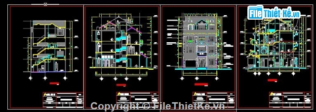 biệt thự 4 tầng,biệt thự 1 tầng,kiến trúc 4 tầng