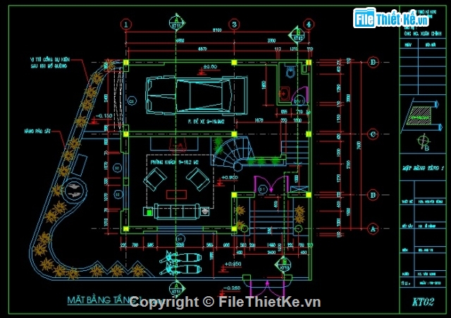 bản vẽ thiết kế biệt thự 4 tầng Kích thước 8.1x7.4,biệt thự 8.1x7.4m cao 4 tầng,biệt thự 4 tầng